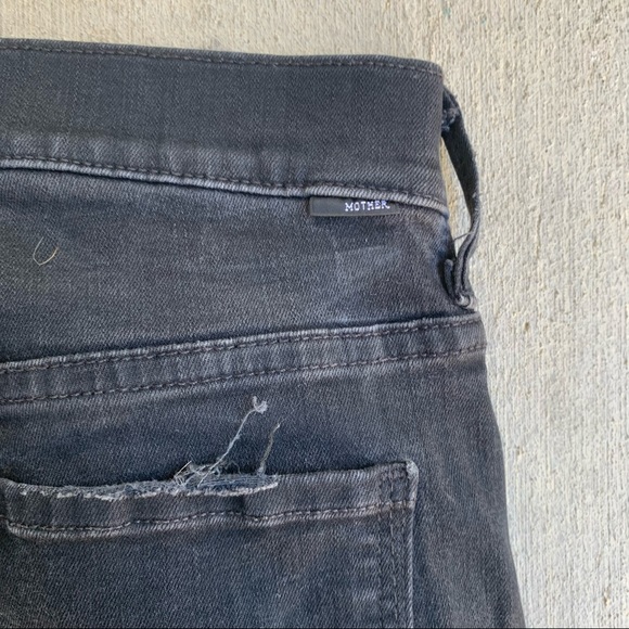 MOTHER Stunner Zip Ankle Step Fray Black Not Guilty Raw Hem High Rise Skinny - Picture 9 of 12